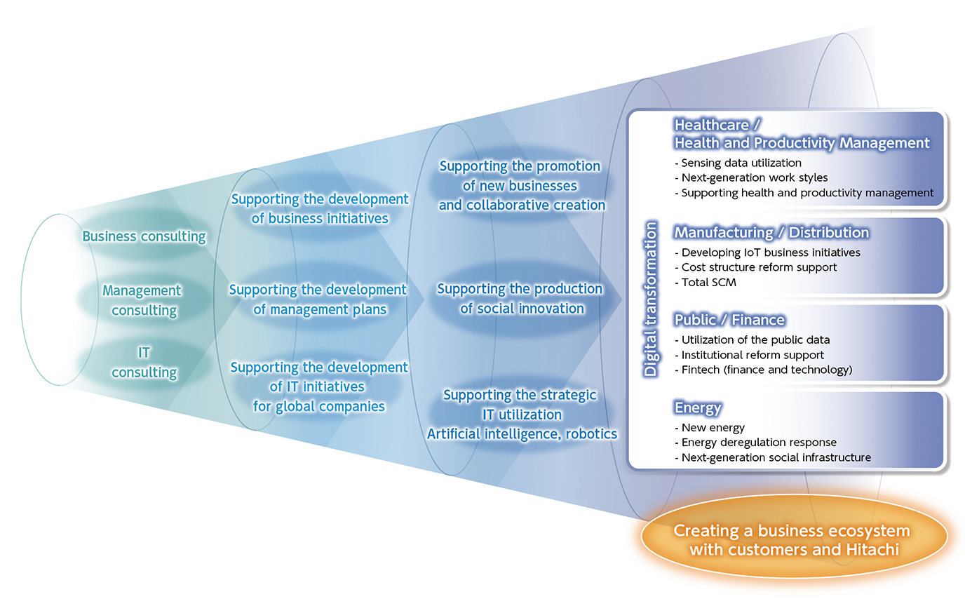 Business domains of Hitachi Consulting